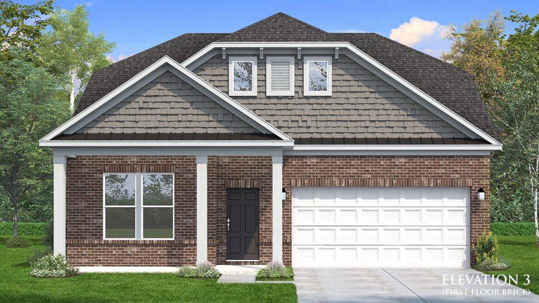 Representative exterior photo of a completed home built from the Greenwich by DRB Homes in Mason Glenn, Franklinton, NC (Image 11).