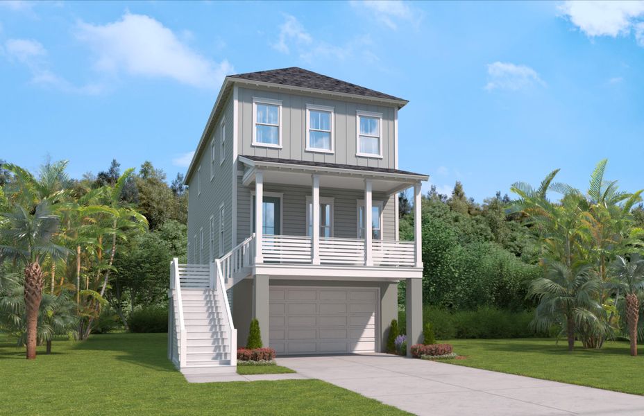 Front exterior of a new home in Indigo Grove Single Family Homes, Johns Island, SC, highlighting curb appeal (Image 2).