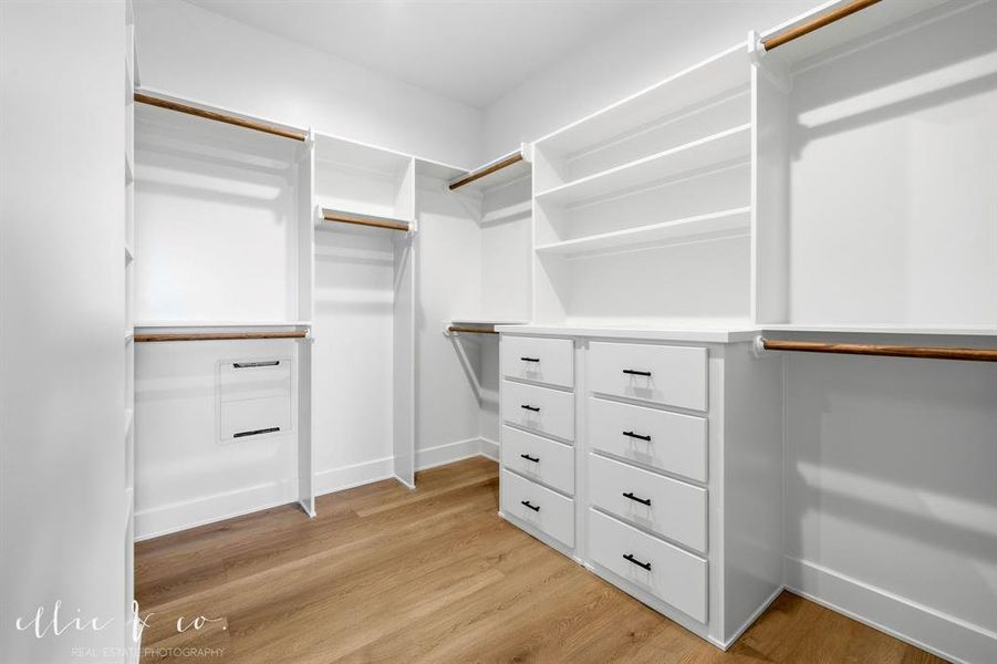 Spacious closet featuring light wood finished floors
