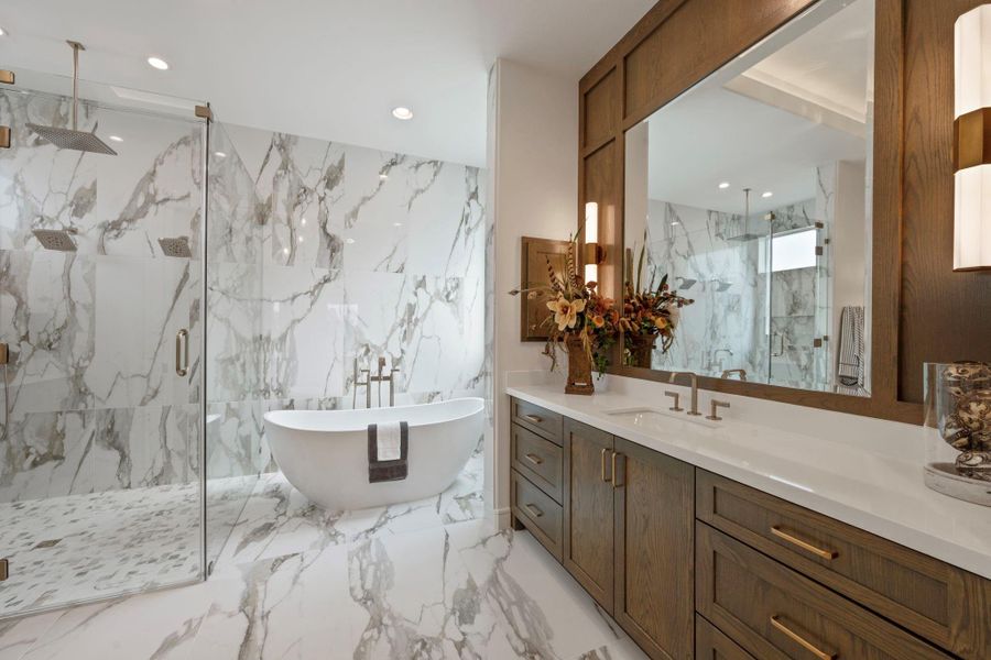Soaker tub with large vanity