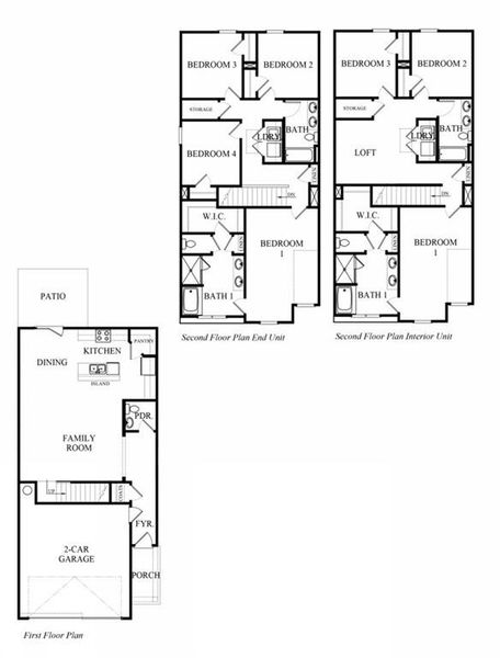 2D floor plan layout of this home in Oconee Overlook Townhomes, Gainesville, GA (Image 2).