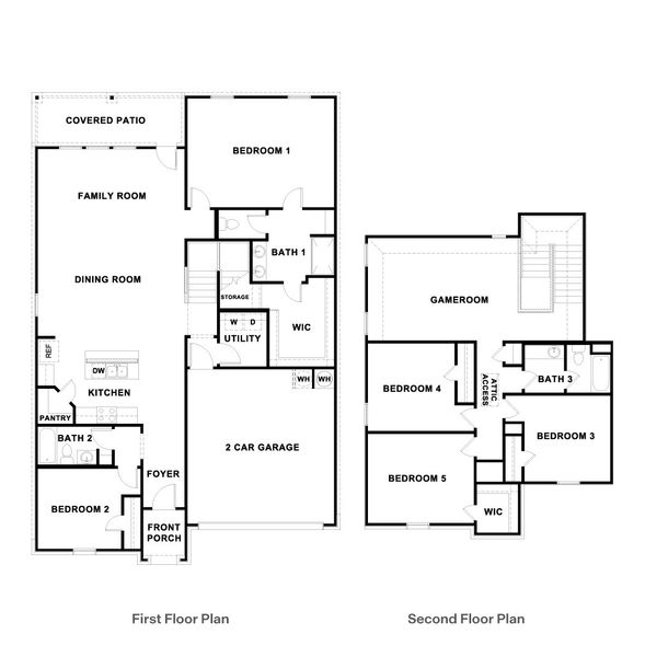 2D floor plan layout for the The Rosemont by D.R. Horton in Prairie Lakes, Buda, TX (Image 3).