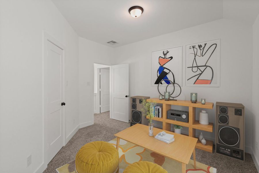 Representative furnished interior of a home built from the Greenville by Chesmar Homes in Evergreen, Conroe (Image 13).
