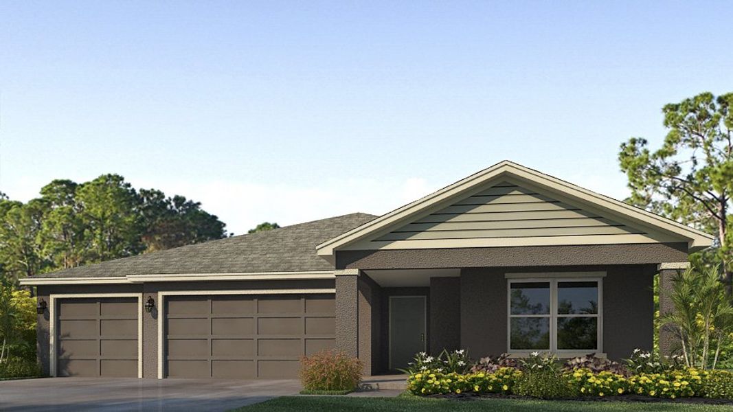 Representative exterior photo of a completed home built from the Covington by D.R. Horton in Oakfield Lakes, Parrish, FL (Image 5).