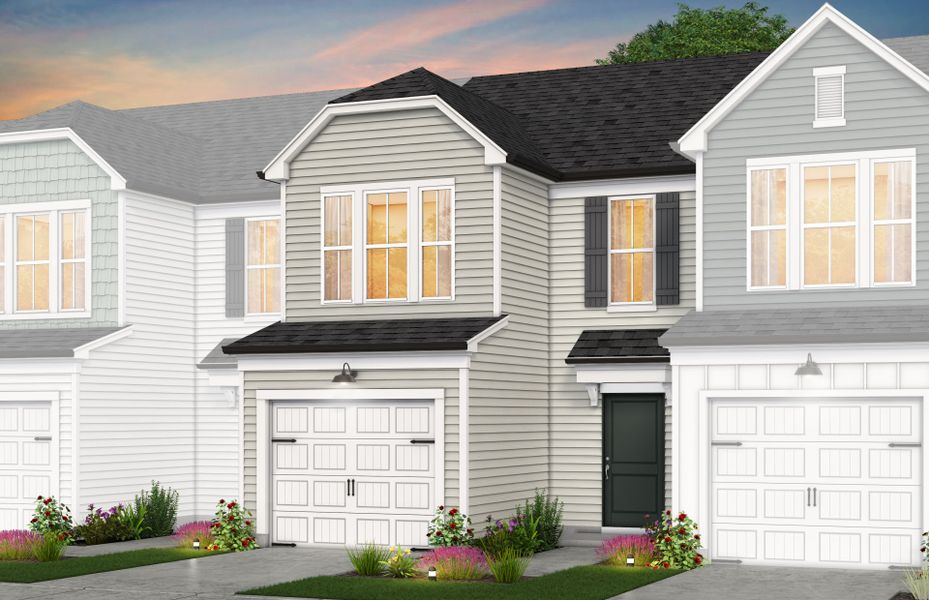 Front exterior of a new home in Carpenter Falls, Durham, NC, highlighting curb appeal (Image 19). Front exterior of a new home in Carpenter Falls, Durham, NC, highlighting curb appeal (Image 19).