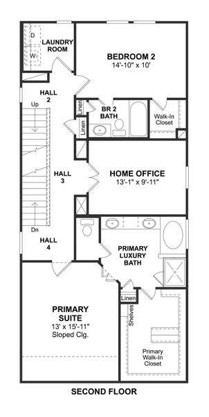 2D floor plan layout for the Penelope by K. Hovnanian® Homes in Cloverdale, Houston, TX (Image 4). 2D floor plan layout for the Penelope by K. Hovnanian® Homes in Cloverdale, Houston, TX (Image 4).
