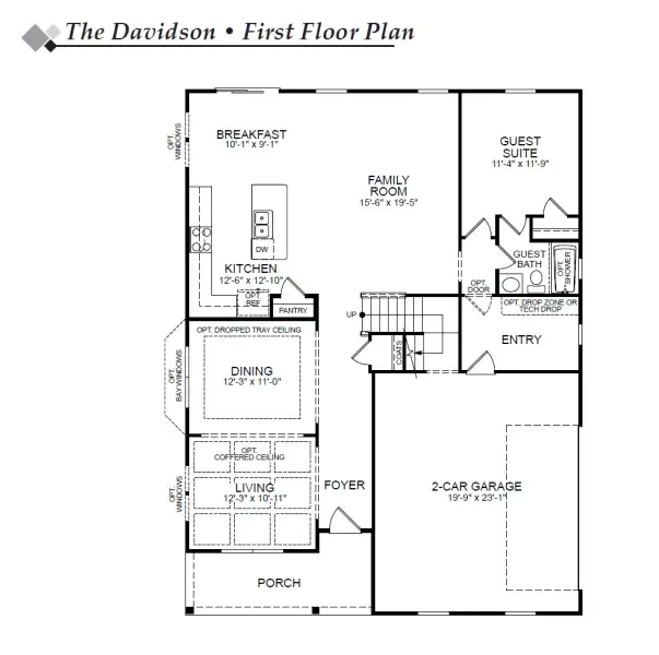 2D floor plan layout of this home in Berea Farms, Four Oaks, NC (Image 2).