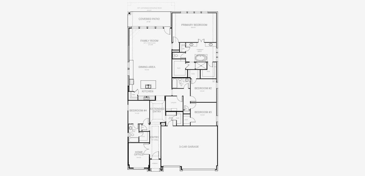 2D floor plan layout for the 2695M by Perry Homes in Lakes of Cane Island, Katy, TX (Image 3).