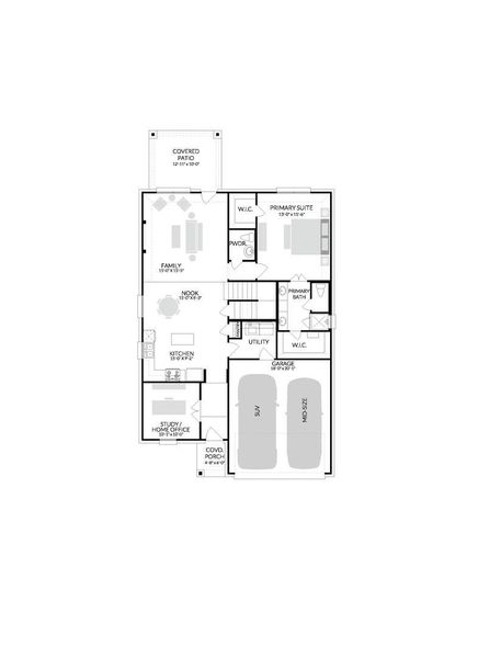 2D floor plan layout of this home in Prairie Winds, Hutto, TX (Image 4).