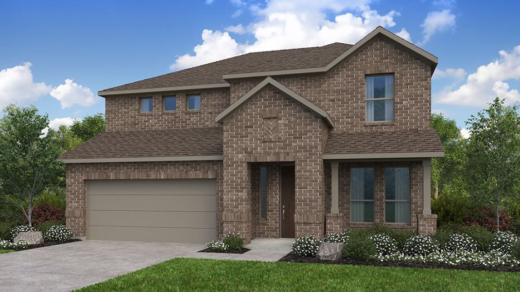 Front exterior of a new home in Highland Lakes, McKinney, TX, highlighting curb appeal (Image 1). Front exterior of a new home in Highland Lakes, McKinney, TX, highlighting curb appeal (Image 1).