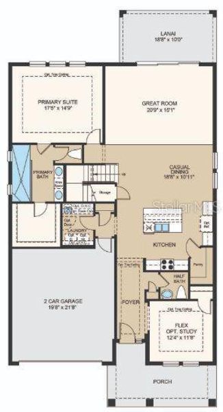 Structural options added include: Gourmet kitchen, pocket sliding glass door at gathering room, extended covered lanai, and outdoor kitchen rough-in.