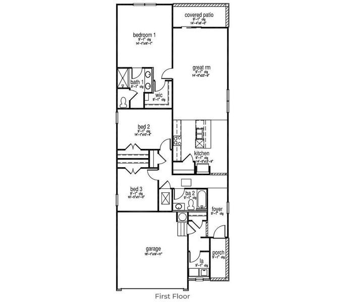 2D floor plan layout of this home in Pine Hills at Cane Bay, Summerville, SC (Image 4).