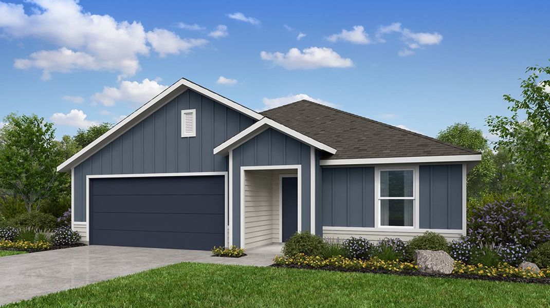 Representative exterior photo of a completed home built from the Bluejay by Taylor Morrison in Longview 50s, Del Valle, TX (Image 6).