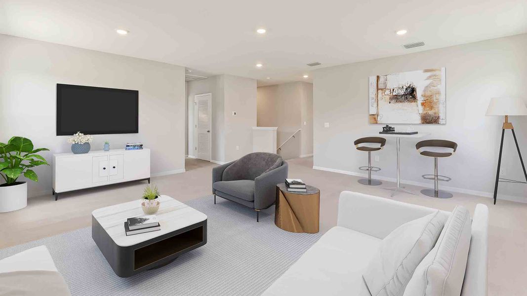 Furnished interior view inside a new home in Deerbrook, Land O' Lakes (Image 9). Furnished interior view inside a new home in Deerbrook, Land O' Lakes (Image 9).