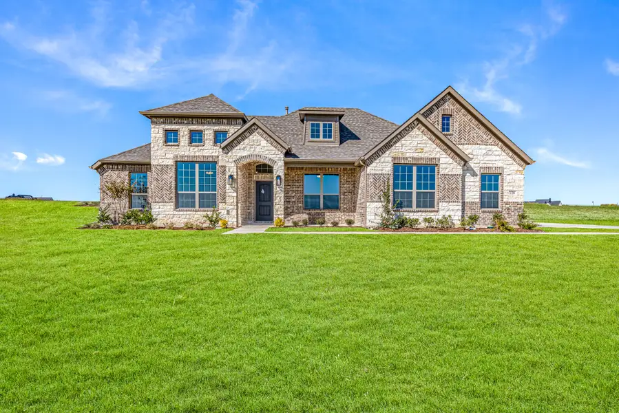 Front exterior of a new home in Levante, Waxahachie, TX, highlighting curb appeal (Image 22).