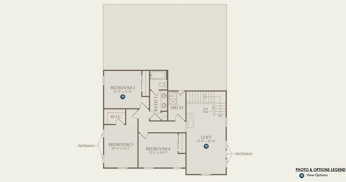 2D floor plan layout for the Kirby by Pulte Homes in Wimberly, Angier, NC (Image 5).