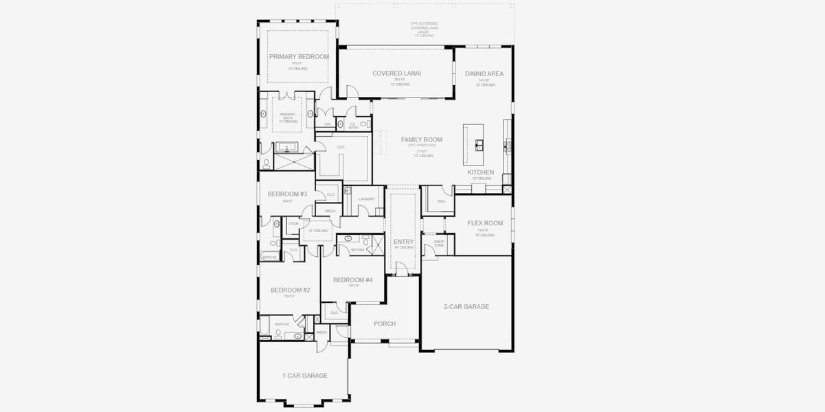 2D floor plan layout for the 3741F by Perry Homes in Star Farms At Lakewood Ranch 90', Lakewood Ranch, FL (Image 3). 2D floor plan layout for the 3741F by Perry Homes in Star Farms At Lakewood Ranch 90', Lakewood Ranch, FL (Image 3).