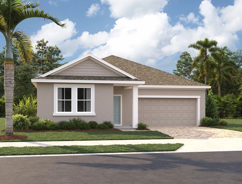Representative exterior photo of a completed home built from the Douglas by Ashton Woods in Catamaran Cove Traditional, Rockledge, FL (Image 15).