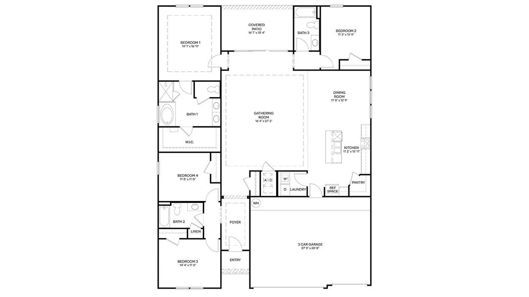 2D floor plan layout for the Doral by D.R. Horton in Broward Key, Jacksonville, FL (Image 3). 2D floor plan layout for the Doral by D.R. Horton in Broward Key, Jacksonville, FL (Image 3).