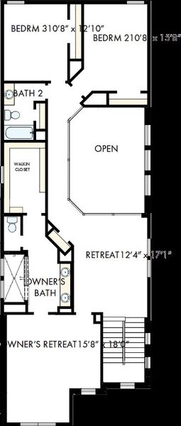 2D floor plan layout of this home in Two Step Farm - Cottages Row Collection, Montgomery, TX (Image 3).