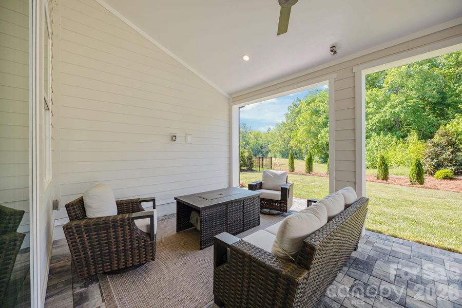 Dedicated space for casual conversations and electrical for easy future TV mounting