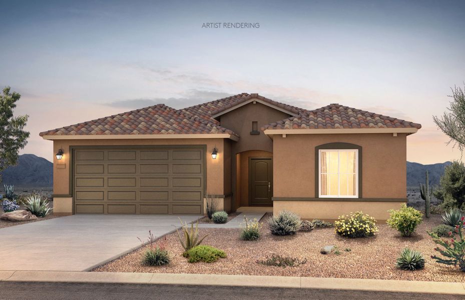 Representative exterior photo of a completed home built from the Poppy by Centex in Copper Falls, Buckeye, AZ (Image 16).