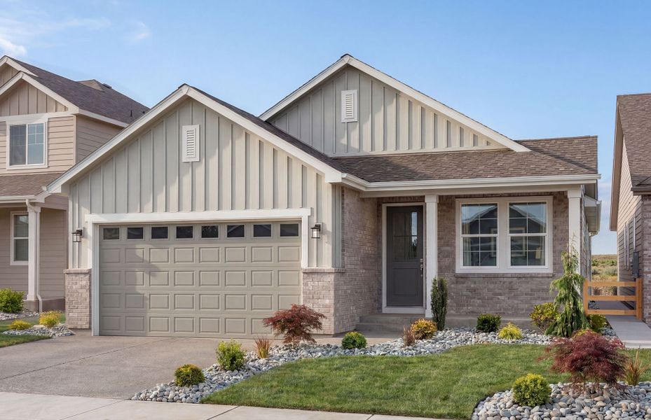 Representative exterior photo of a completed home built from the Hewitt by Pulte Homes in Strata, Dacono, CO (Image 2). Representative exterior photo of a completed home built from the Hewitt by Pulte Homes in Strata, Dacono, CO (Image 2).
