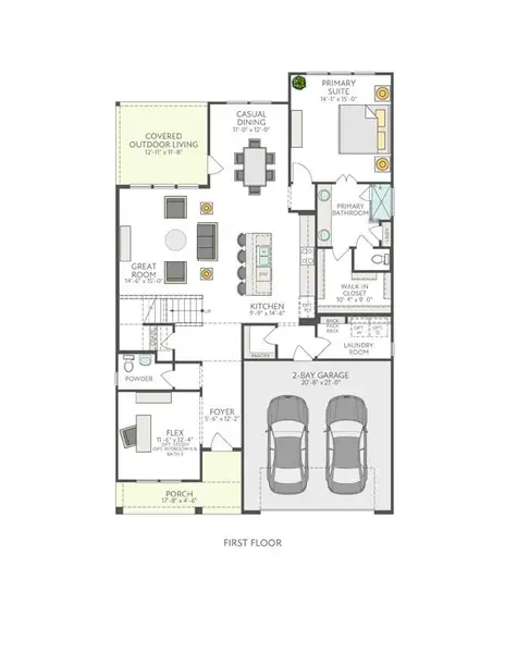 2D floor plan layout of this home in Park Collection at Heritage, Dripping Springs, TX (Image 3).