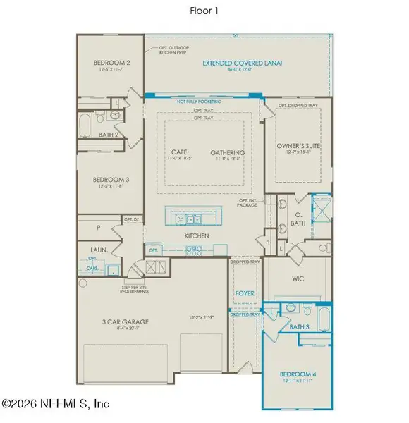 2D floor plan layout of this home in Westerly Park at Wildlight, Yulee, FL (Image 3).