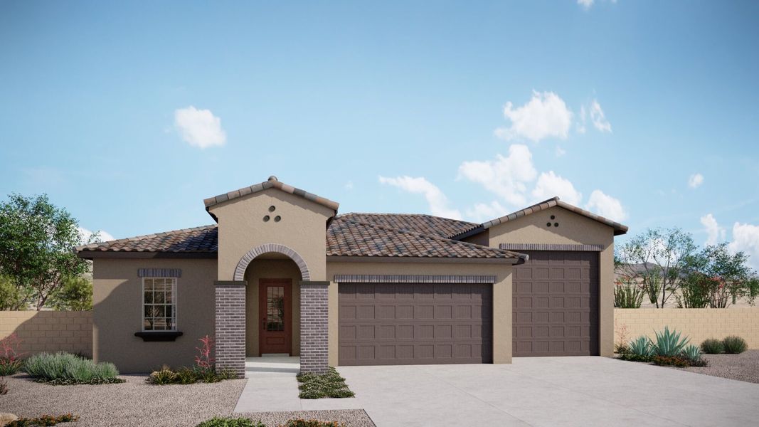 Representative exterior photo of a completed home built from the Marigold by Mattamy Homes in Mountain View Ranch, Vail, AZ (Image 2). Representative exterior photo of a completed home built from the Marigold by Mattamy Homes in Mountain View Ranch, Vail, AZ (Image 2).