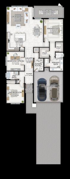 2D floor plan layout for the Sanderling II by GL Homes in Valencia Vista at Riverland, Port St. Lucie, FL (Image 4).