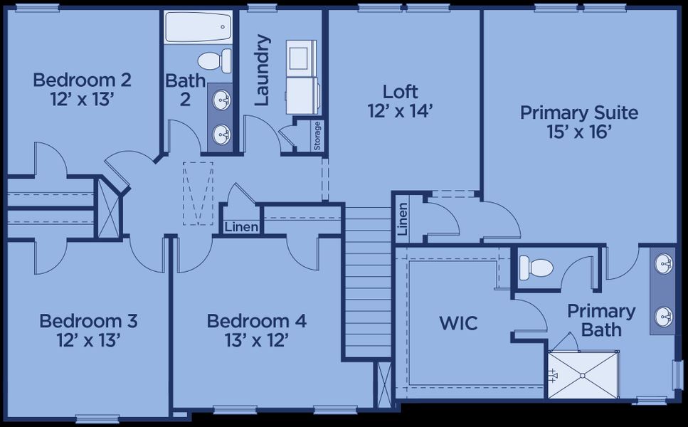 2D floor plan layout for the The Baldwin by UnionMain Homes in Austin Springs, Bethlehem, GA (Image 5).