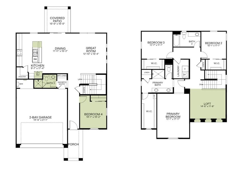 2D floor plan layout of this home in Icon at Thunderbird, Glendale, AZ (Image 3).