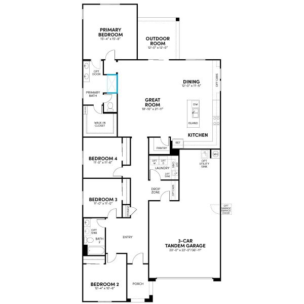 Floor 1: Shower at Primary Bath Option