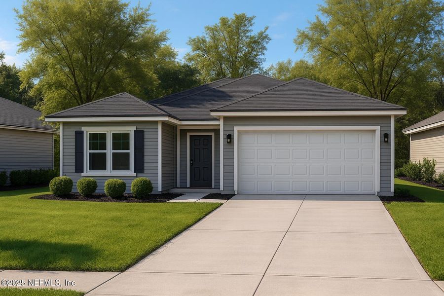 Front exterior of a new home in , Jacksonville, FL, highlighting curb appeal (Image 1).