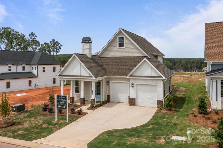Front exterior of a new home in Lakeside Pointe, Sherrills Ford, NC, highlighting curb appeal (Image 32).