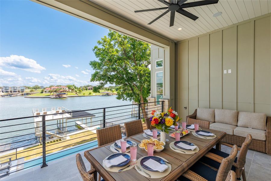 Main Level Balcony with Lake Views. Main Level Balcony with Lake Views.