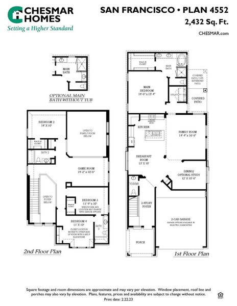 2D floor plan layout of this home in Wood Leaf Reserve, Tomball, TX (Image 4).