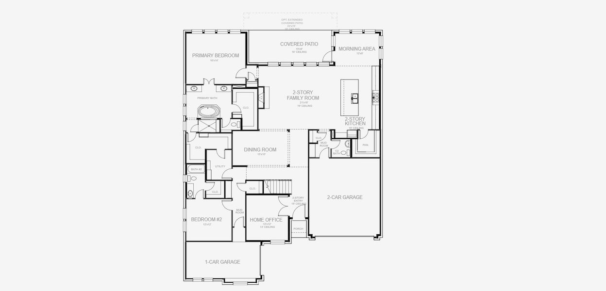 2D floor plan layout for the 4140W by Perry Homes in Legacy Prairie at Katy Court, Katy, TX (Image 3).