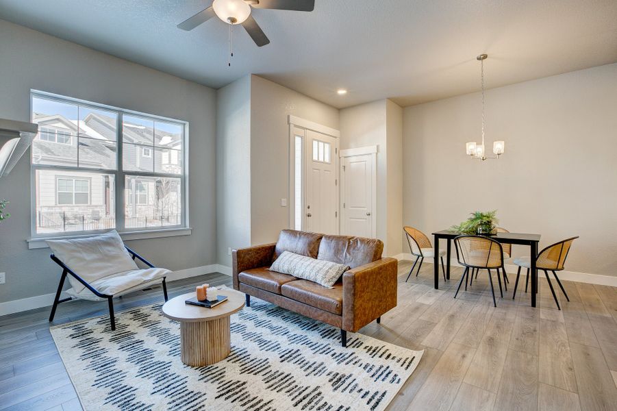 Representative furnished interior of a home built from the The Barrington by Landmark Homes in The Lakes at Centerra, Loveland (Image 4). Representative furnished interior of a home built from the The Barrington by Landmark Homes in The Lakes at Centerra, Loveland (Image 4).