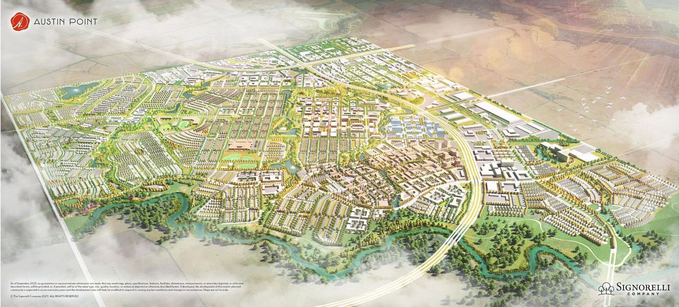 Aerial render showcasing Phase 1 of the community, highlighting completed and future homesites, main entry points, and surrounding green spaces. Aerial render showcasing Phase 1 of the community, highlighting completed and future homesites, main entry points, and surrounding green spaces.