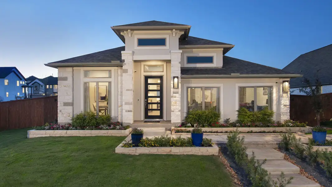 Front exterior of a new home in Silo Mills, Cleburne, TX, highlighting curb appeal (Image 37). Front exterior of a new home in Silo Mills, Cleburne, TX, highlighting curb appeal (Image 37).
