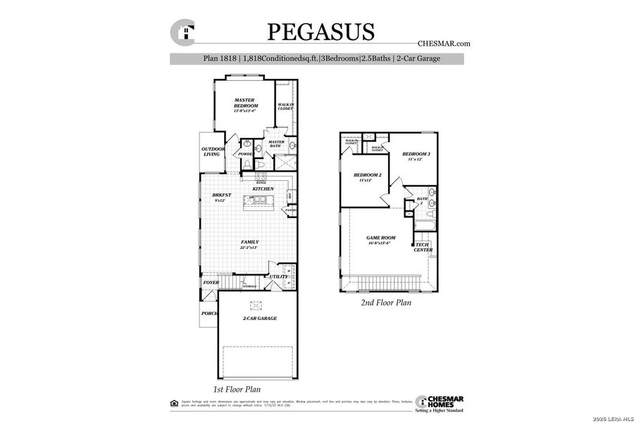2D floor plan layout of this home in Prominence, San Antonio, TX (Image 5).