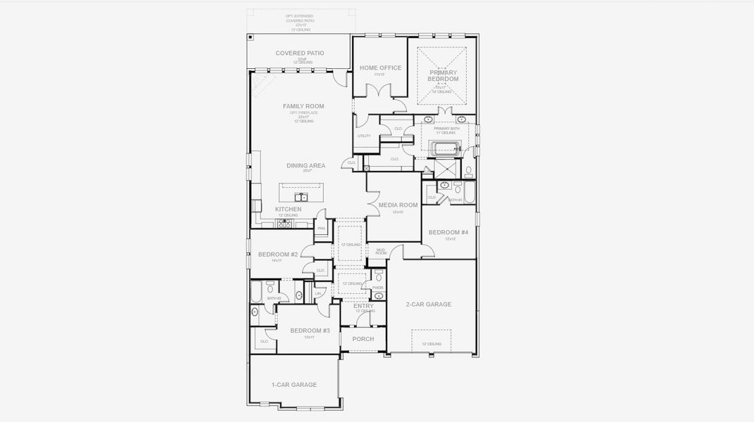 2D floor plan layout for the 549A by Britton Homes in Fields 60', Frisco, TX (Image 3). 2D floor plan layout for the 549A by Britton Homes in Fields 60', Frisco, TX (Image 3).