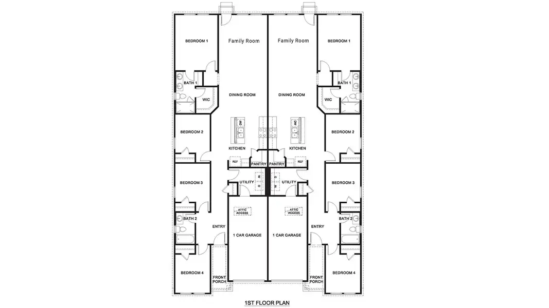 2D floor plan layout for the 1530 by D.R. Horton in The Terrace Duplexes, Temple, TX (Image 3). 2D floor plan layout for the 1530 by D.R. Horton in The Terrace Duplexes, Temple, TX (Image 3).