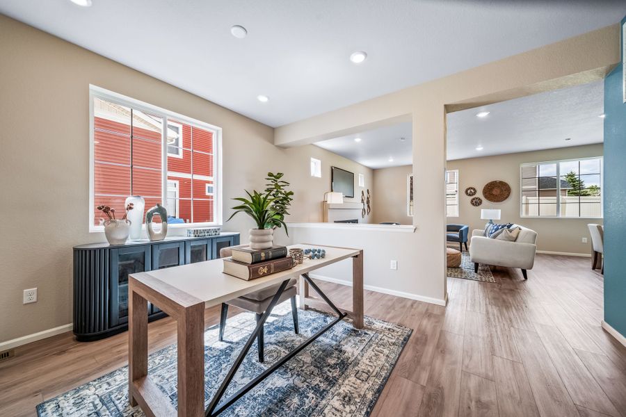 Furnished interior view inside a new home in Thompson River Ranch, Johnstown (Image 11).