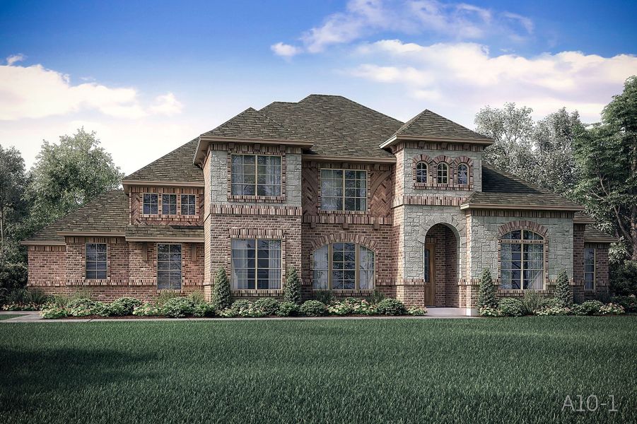 Representative exterior photo of a completed home built from the Wellington by John Houston Homes in Springside Estates, Waxahachie, TX (Image 1). Representative exterior photo of a completed home built from the Wellington by John Houston Homes in Springside Estates, Waxahachie, TX (Image 1).