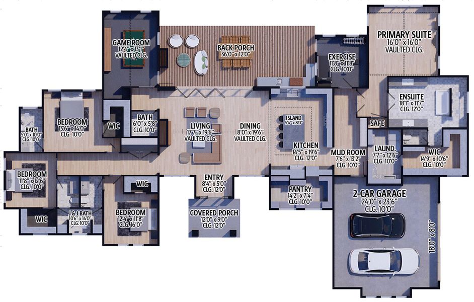 2D floor plan layout for the The Manhattan by Remington Custom Homes in Woodland Meadows, Fort Worth, TX (Image 2). 2D floor plan layout for the The Manhattan by Remington Custom Homes in Woodland Meadows, Fort Worth, TX (Image 2).