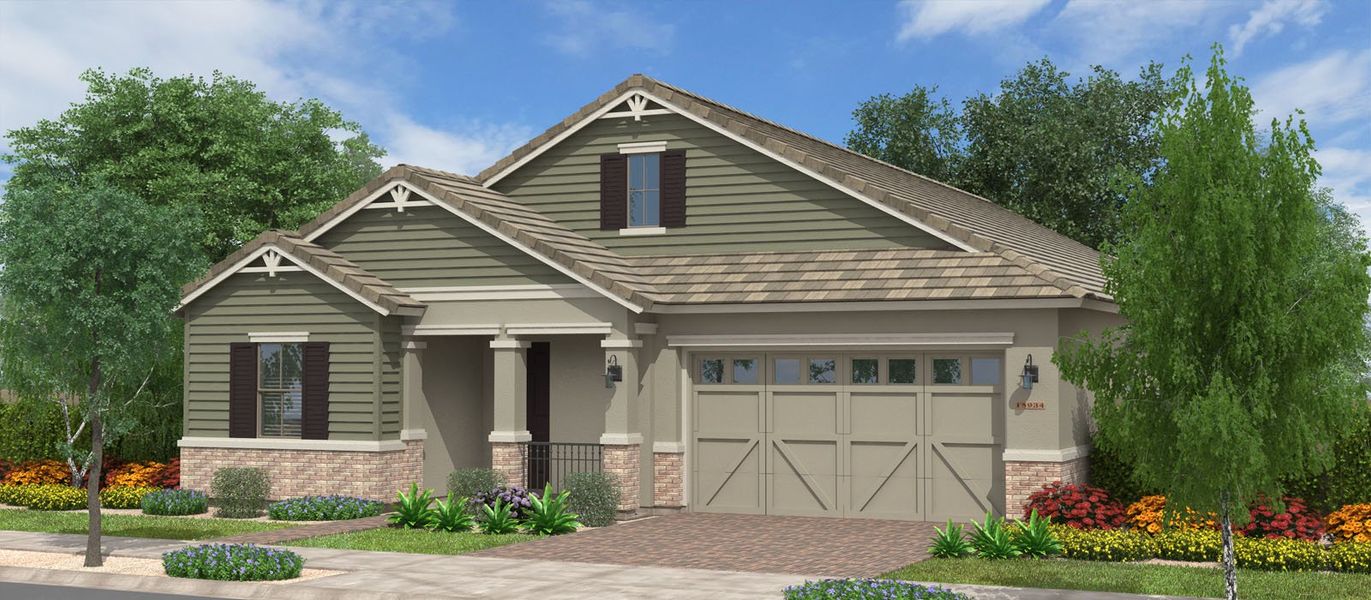 Representative exterior photo of a completed home built from the Redwood by Fulton Homes in Groves at Barney Farms, Queen Creek, AZ (Image 5).