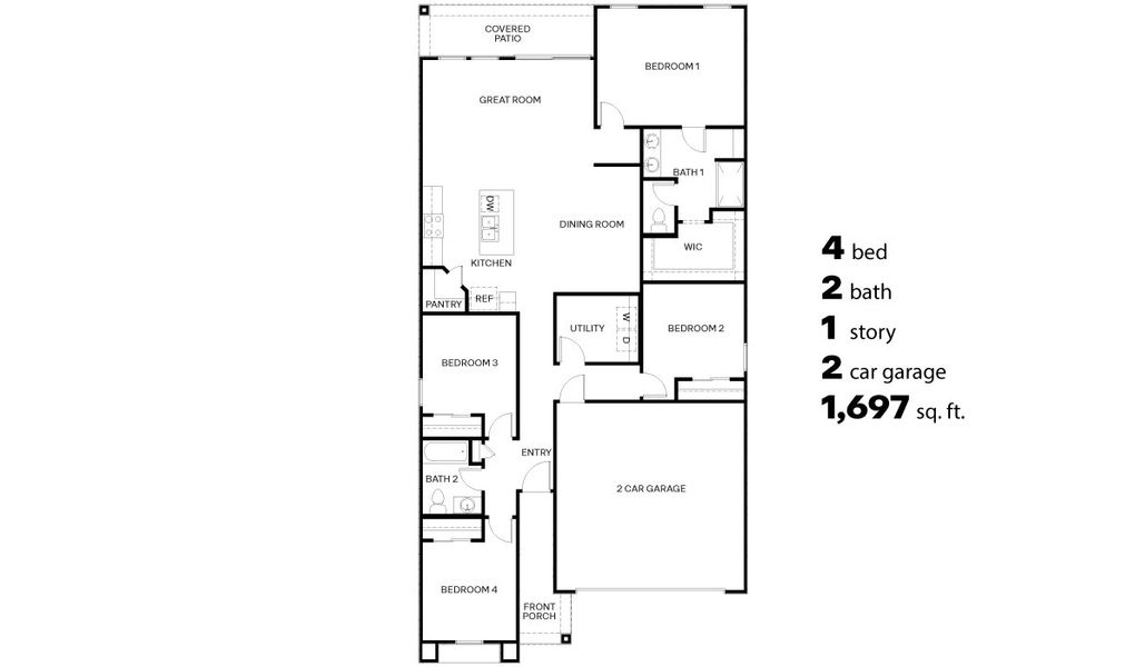 2D floor plan layout of this home in Saguaro Bloom, Marana, AZ (Image 5).